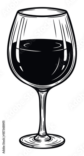 Elegant stemware goblet filled with a rich dark red wine beverage, perfect for restaurant menus, winery branding, or sophisticated hospitality advertising materials.