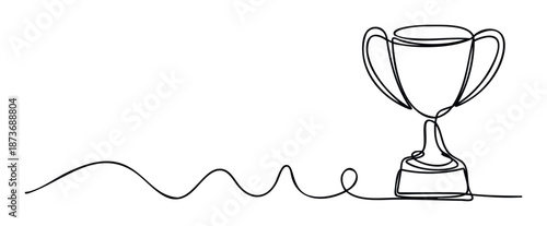 Continuous line drawing of a trophy cup symbolizing success and achievement, perfect for sports events, corporate awards, or inspirational presentations