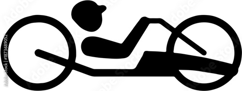 Para athlete silhouette competing in a handcycle recumbent bike race