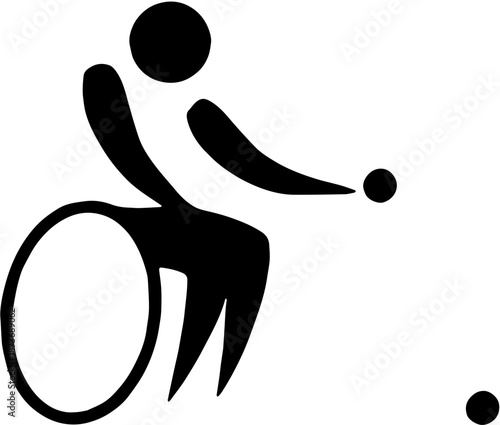 Silhouette of a wheelchair athlete performing a precision ball throw