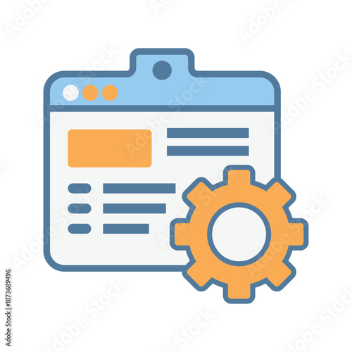 Sequential nodes with a gear representing an automated business workflow