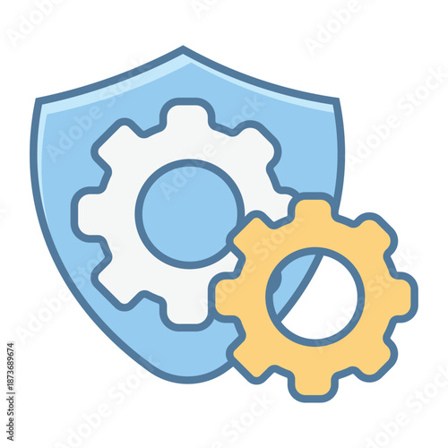 Computer monitor with a security shield representing a safe and protected system