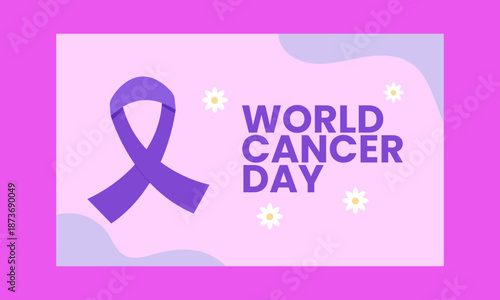 World Cancer Day Purple Ribbon Floral Template Design