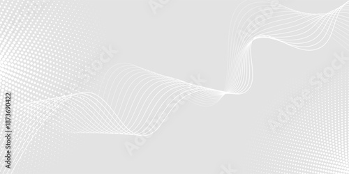 Futuristic gray white abstract background. shining wave lines pattern for banner, wallpaper, cover.