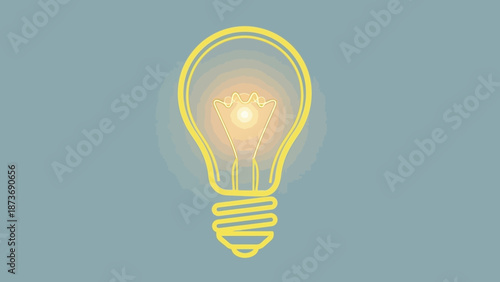 Yellow Light Bulb Simple Illustration Design.