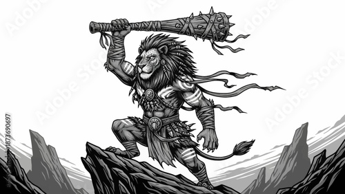 Warrior with Club and Flowing Hair.