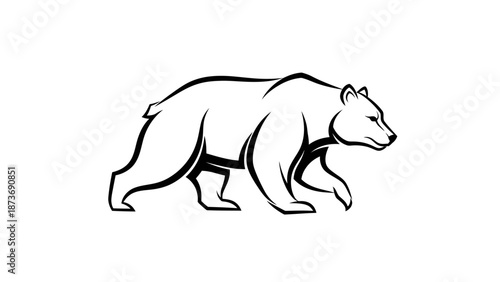 Simple Line Drawing of a Bear.