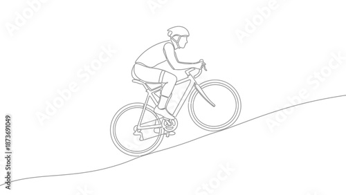 Man Riding Mountain Bike Downhill Slope.