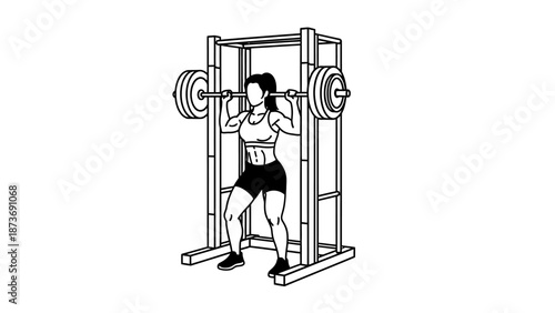 Man Lifting Weights in Squat Rack.