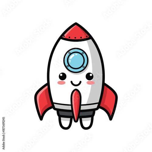 Cute Cartoon Rocket Ship Illustration