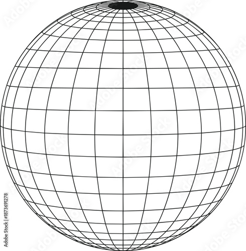 Abstract 3D Wireframe Sphere Mesh with Black Lines on White Background Vector Illustration for Global Business Technology and Scientific Data