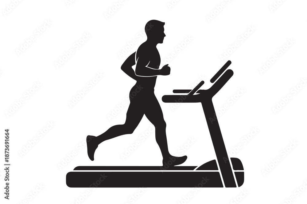 Fototapeta premium Treadmill running icon silhouette vector art