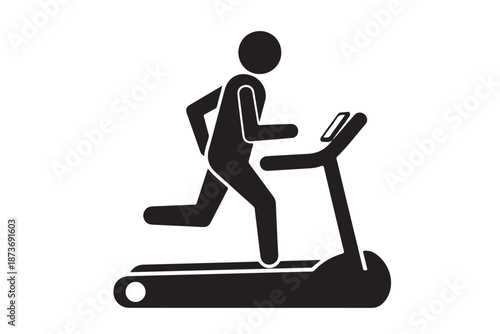 Treadmill running icon silhouette vector art
