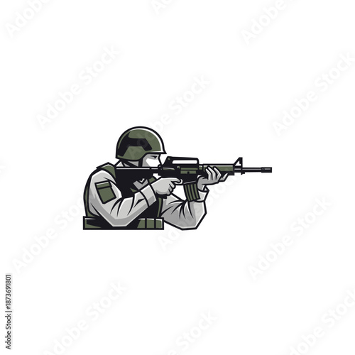 Soldier aiming rifle, military, army, combat, tactical, weapon, defense, security