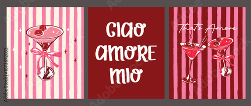 Ciao Amore Valentine Cocktail Poster Set