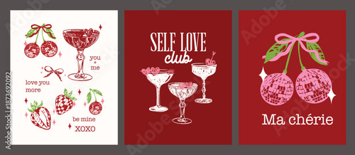 Coquette Red Cherries Valentines Cocktail Design