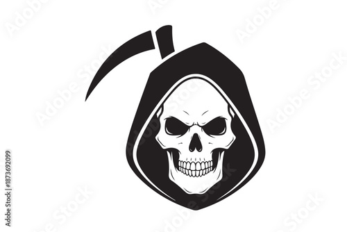 Grim reaper hooded skull silhouette vector art 