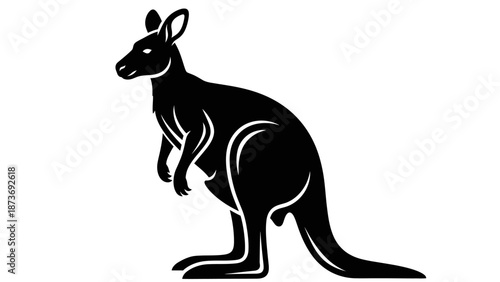Kangaroo Silhouette Standing Profile View Animal.