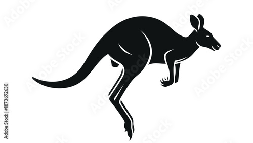 Kangaroo Silhouette Jumping Australian Animal Icon.