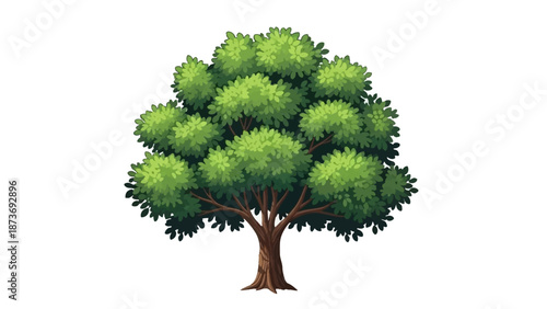 Green Tree with Brown Trunk Illustration.