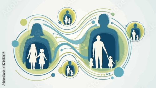 Family Generations Silhouette Illustration Concept Art.