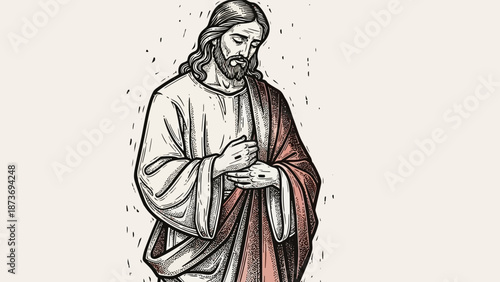 Jesus Christ Illustration with Sacred Robes.