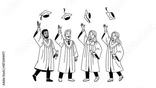 Graduates Throwing Caps in Celebration.