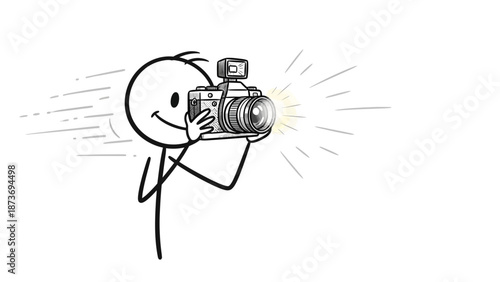 A 3d illustration of a vintage photo camera with a digital lens isolated on a black background featuring a nature inspired bee design for business and technology people