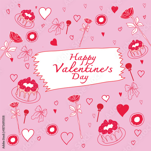 Valentine's Day background in sweet pink tones, cute gift for teenagers.