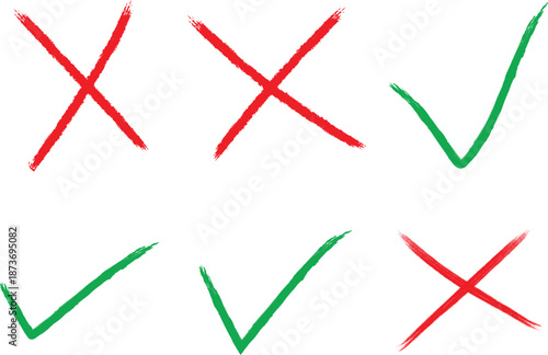Hand-drawn checkmarks and crosses icons