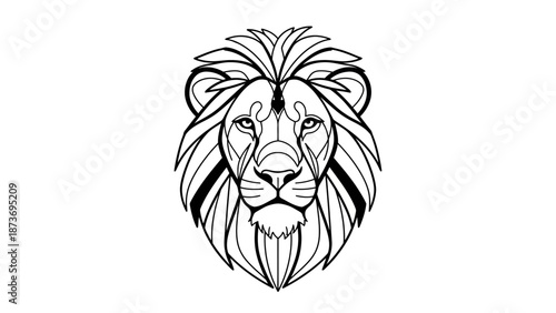 Black and White Lion Head Illustration.