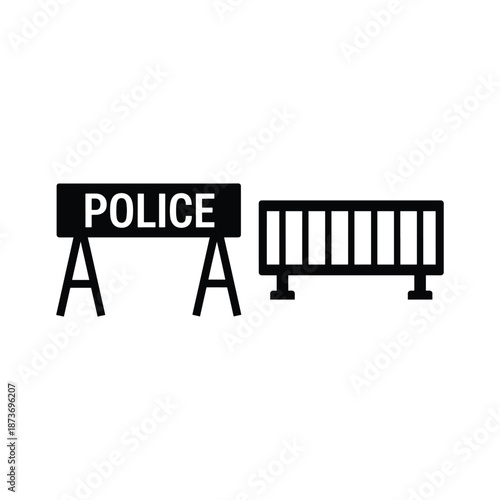 Police barricade roadblock silhouette icon