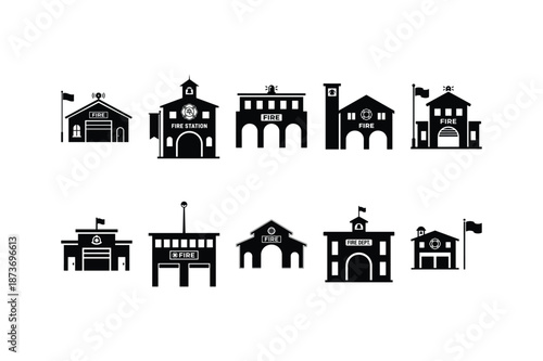 Fire station building silhouette icon