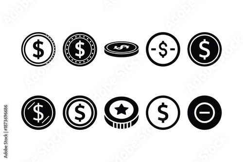 Coin currency money silhouette icon