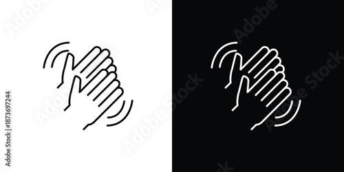 Abstract vector illustration of a black and white feather and hand silhouette symbol forming a design icon for business teamwork and art