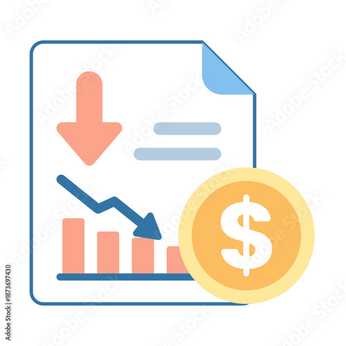 Bill document with a search glass and dollar sign representing expense tracking and audit