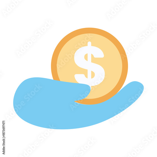 Hand holding a dollar coin representing financial aid and charitable support