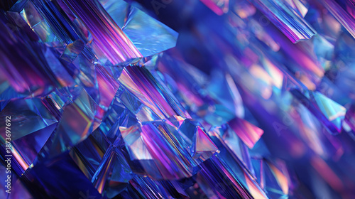 Abstract shards of shimmering crystals, displaying a vibrant display of colors and refractions