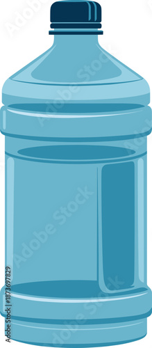Large blue plastic water bottle gallon container, vector illustration for office cooler, isolated mineral drink canister design, white background