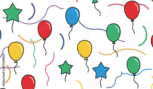 Colorful balloons and stars party background