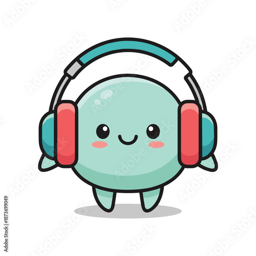 Cute Cartoon Character Wearing Headphones