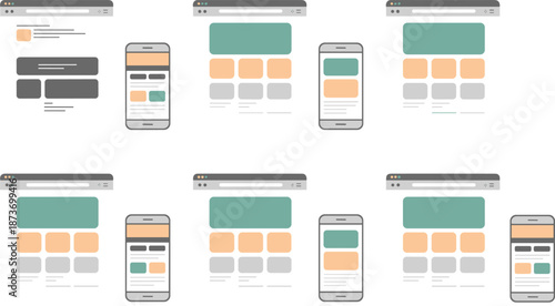 Responsive, web, design, wireframe, layout, user, interface, ui, ux, mobile, desktop, website, template, application, dashboard, modern, minimal, digital, technology, illustration