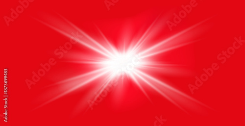 Red background with warm sunlight and sun glare effect. Soft glowing rays, sun glare and summer atmosphere for abstract nature backgrounds.