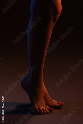 Wallpaper Mural Legs and feet posed upright, lit with warm and cool light in a studio setting Torontodigital.ca