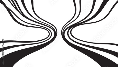 Abstract black and white swirling lines art design concept