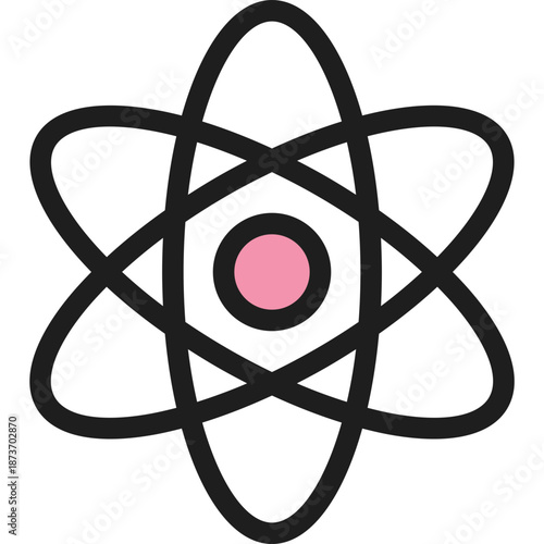 Atom icon with pink nucleus