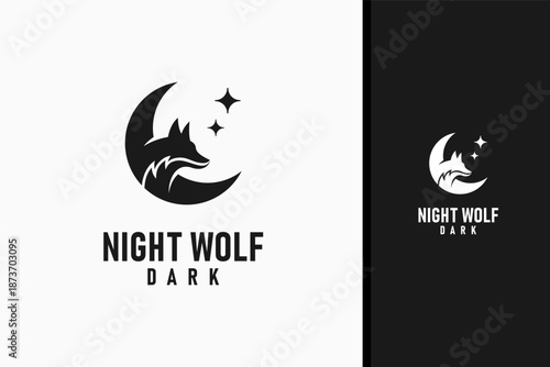 Moon wolf logo symbol icon design