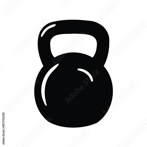 Stylized kettlebell illustration with black fill and a white background