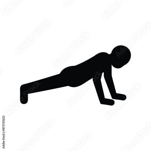 Silhouette illustration of a person performing a pushup exercise routine