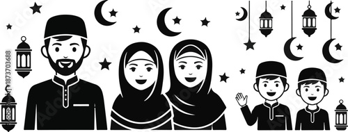 Eid al adha family celebration illustration muslim community joy